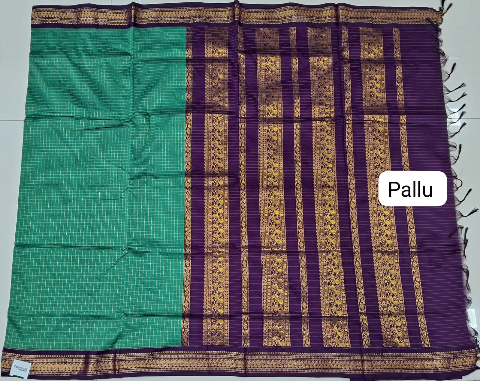 Marine Blue Kalyani Cotton Saree pallu