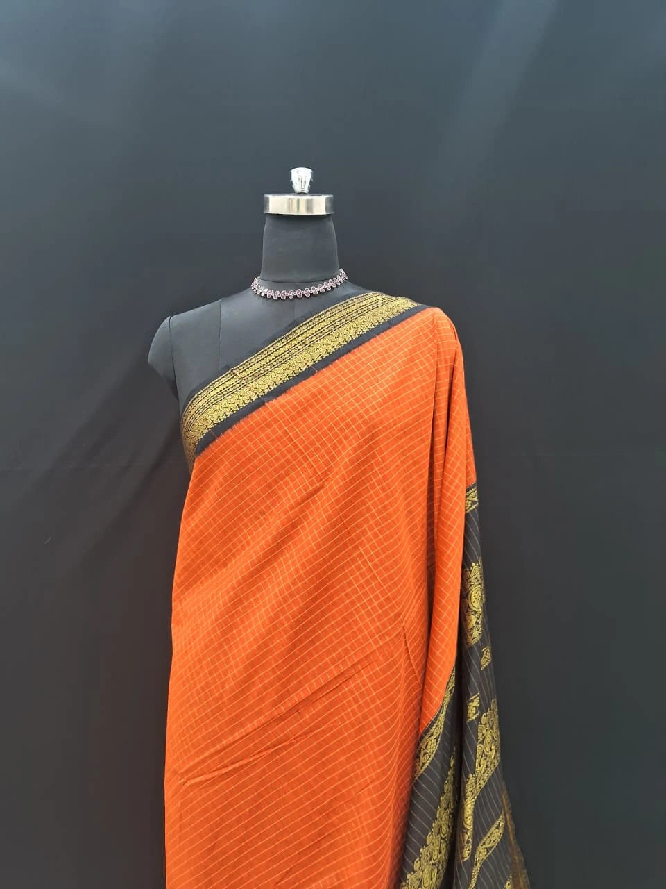 Dark Orange Kalyani Cotton Saree 
