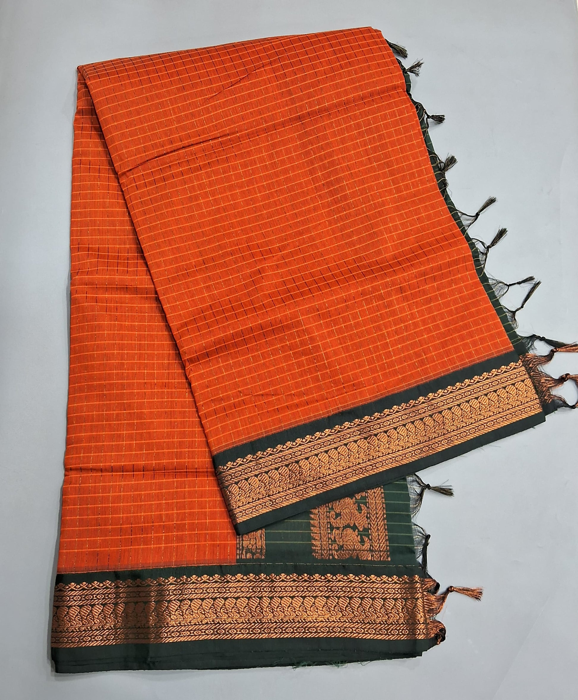 Dark Orange Kalyani Cotton Saree