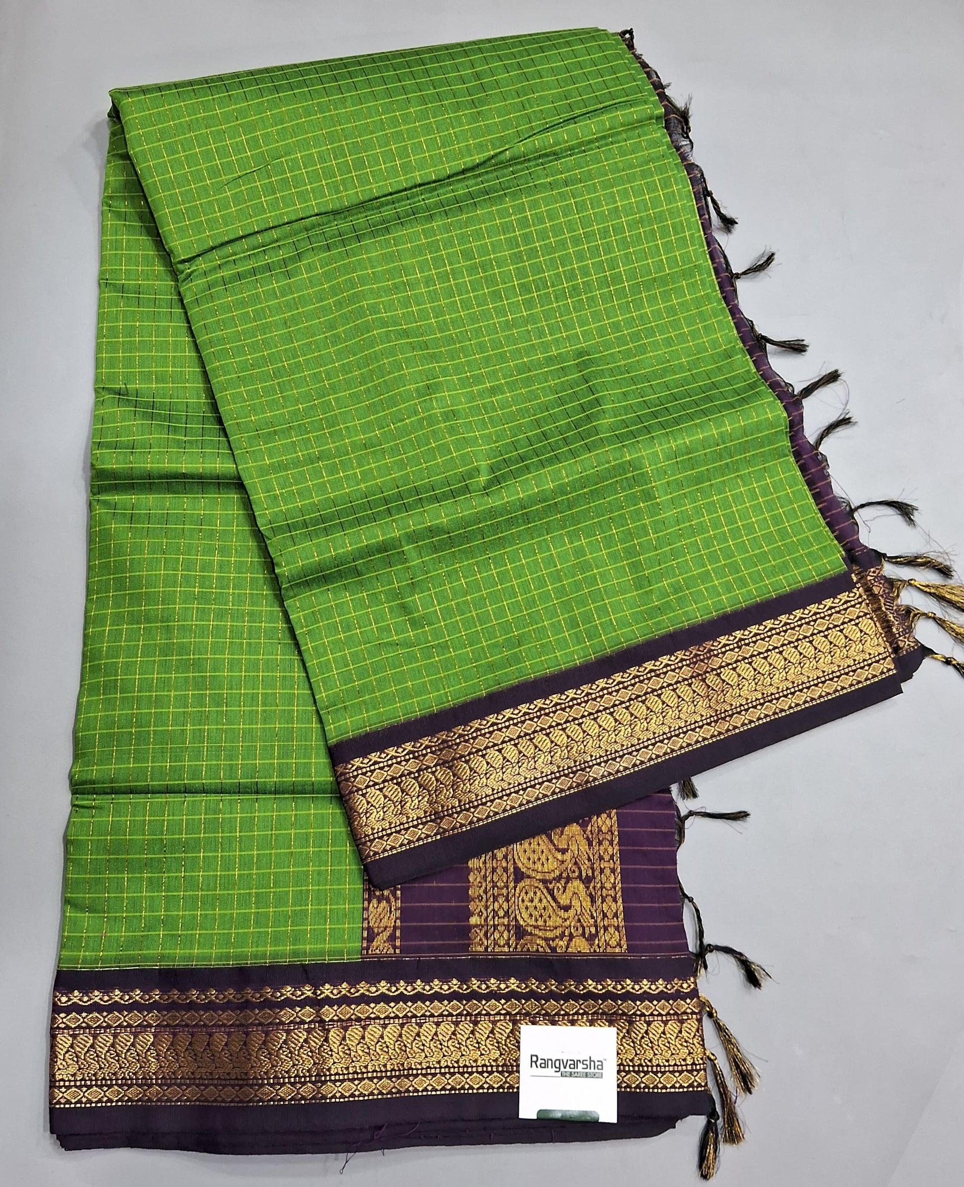 Parrot Green Kalyani Cotton Saree
