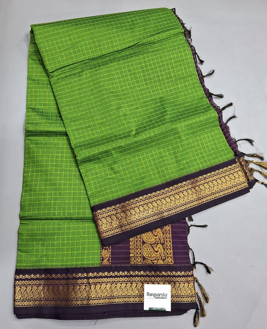 Parrot Green Kalyani Cotton Saree
