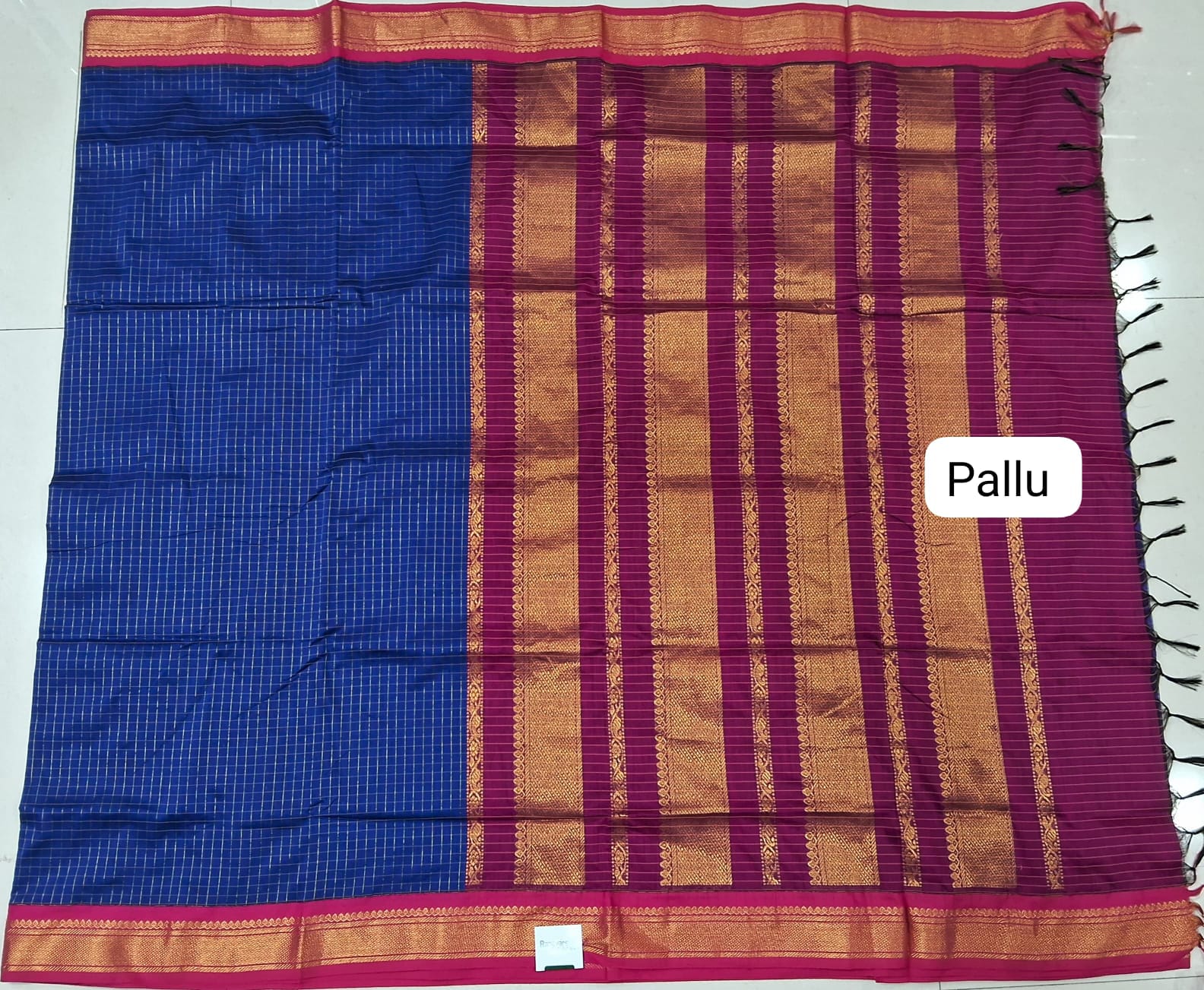 Blue Kalyani Cotton Saree pallu