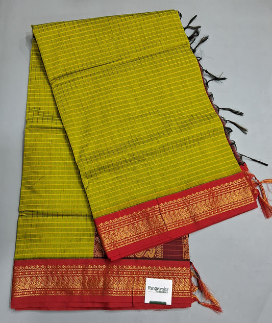 Lime Green Kalyani Cotton Saree
