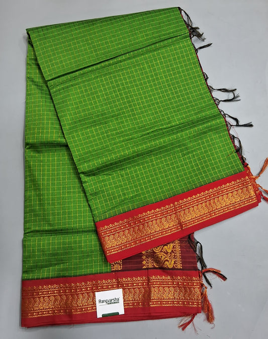 Grass Green Kalyani Cotton Saree