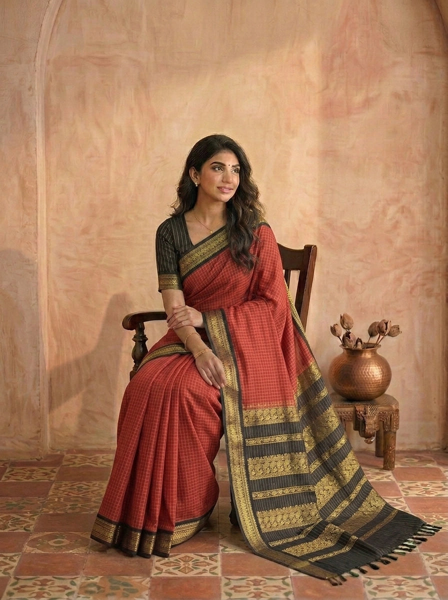 Maroon Kalyani Cotton Saree