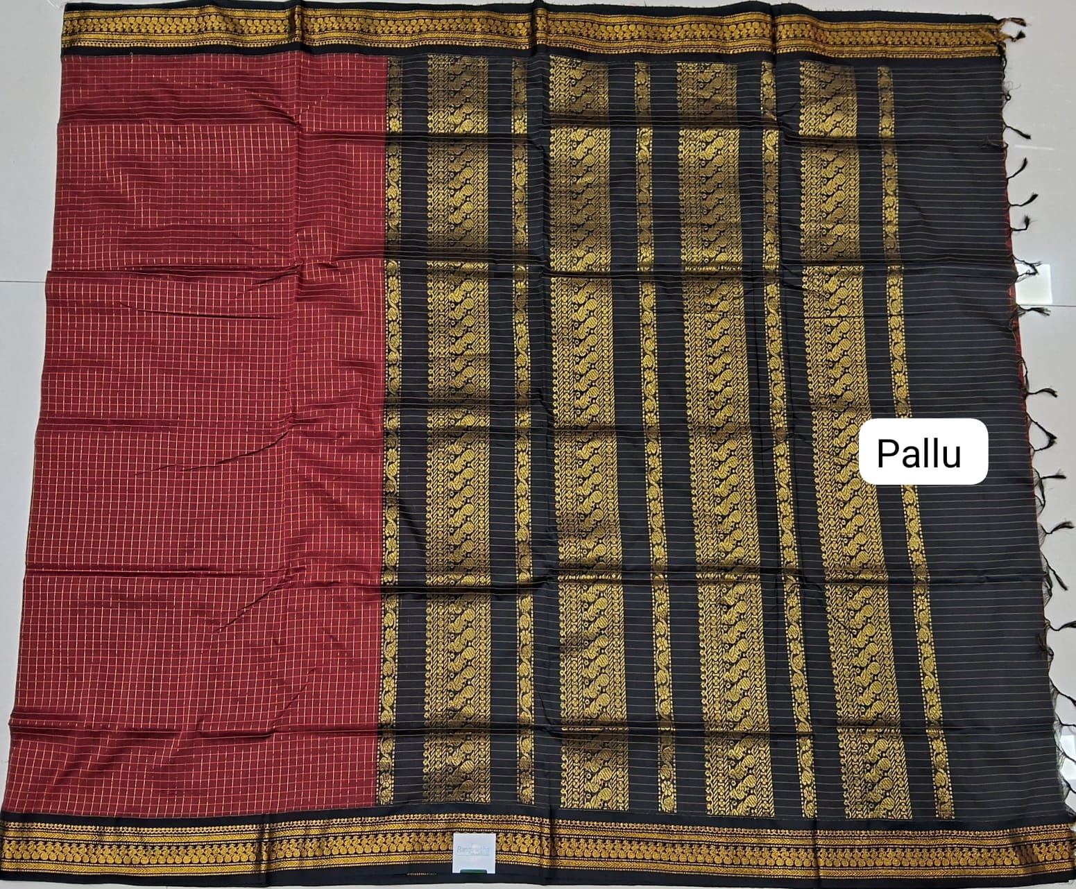 Maroon Kalyani Cotton Saree pallu