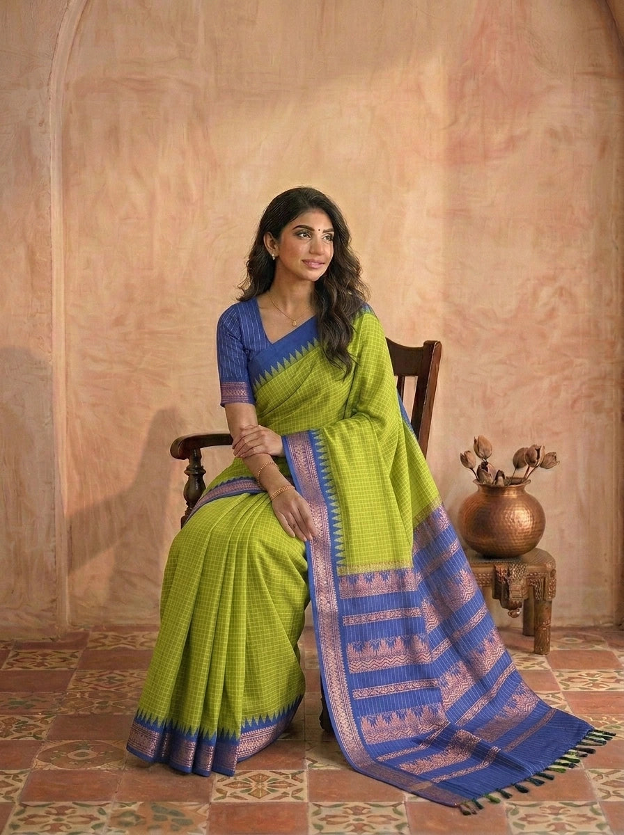 Citron Green Kalyani Cotton Saree