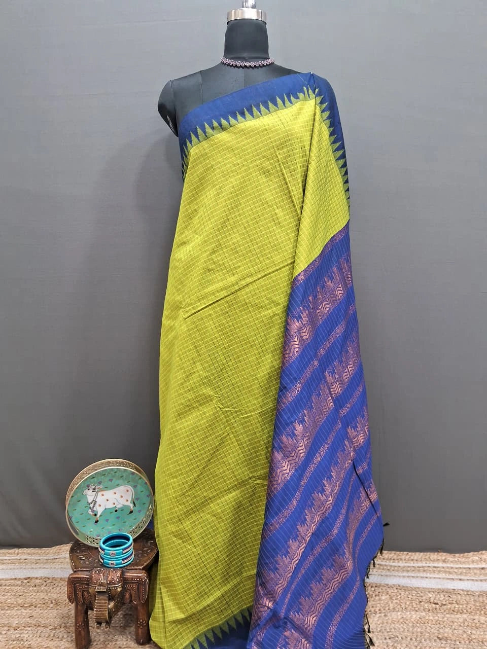 Citron Green Kalyani Cotton Saree