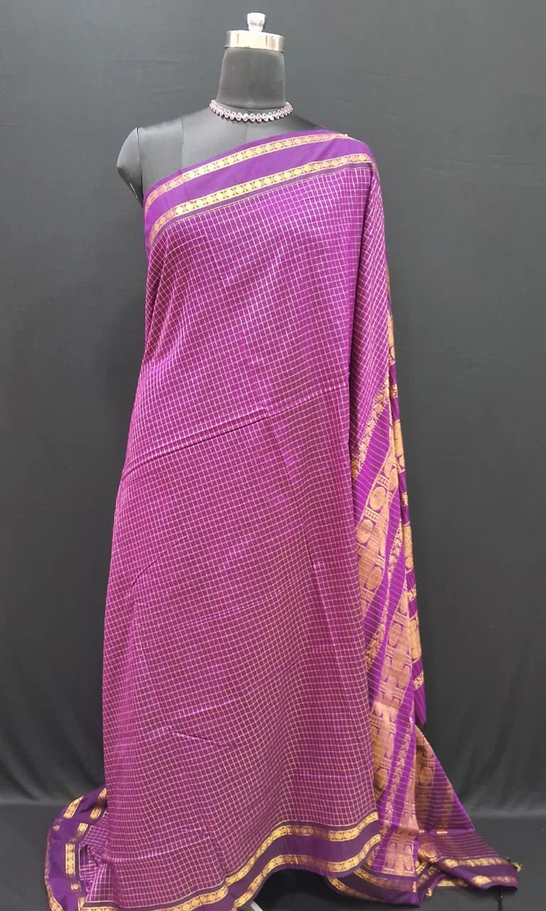 Wine Kalyani Cotton Saree