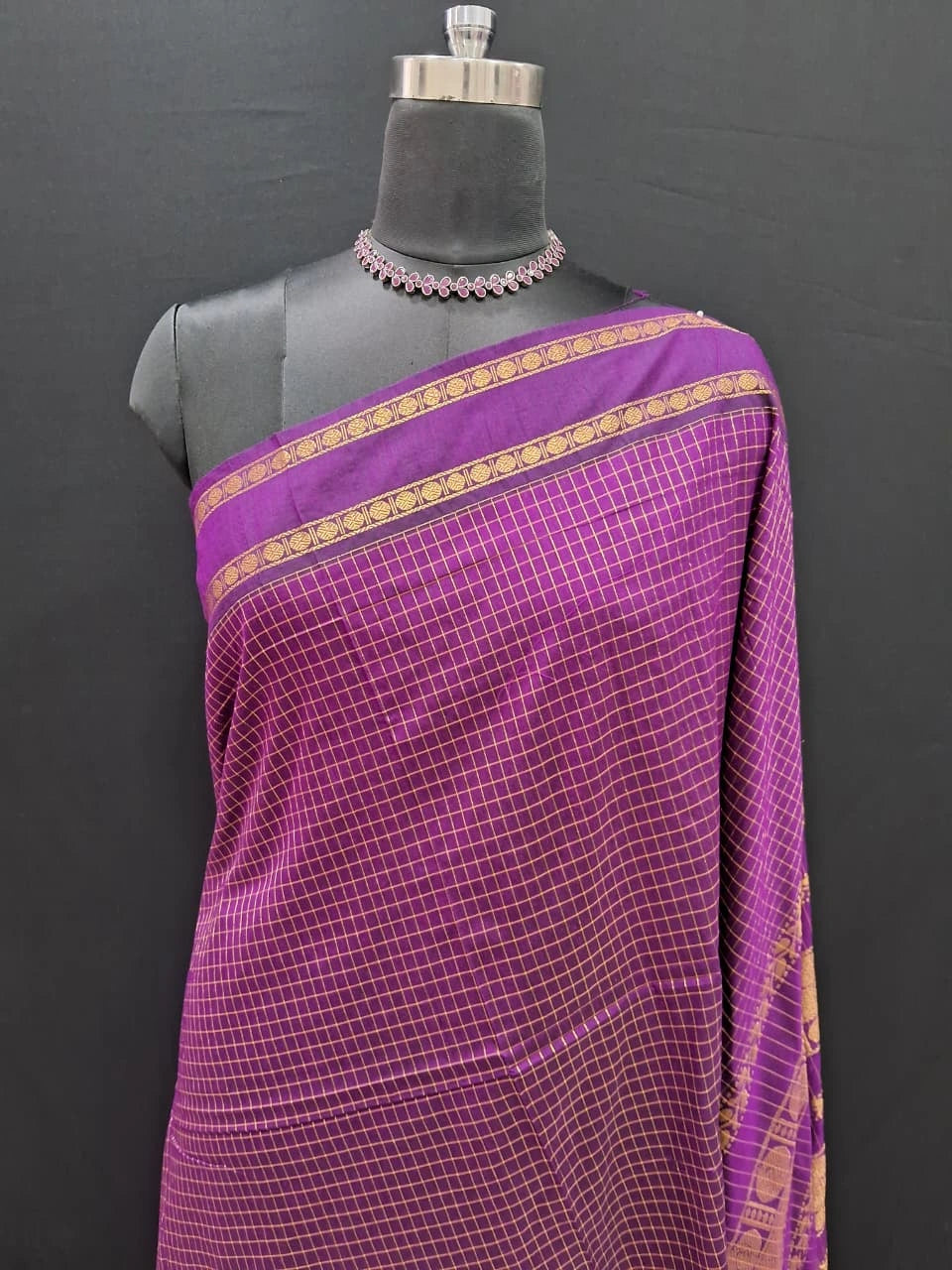 Wine Kalyani Cotton Saree 1
