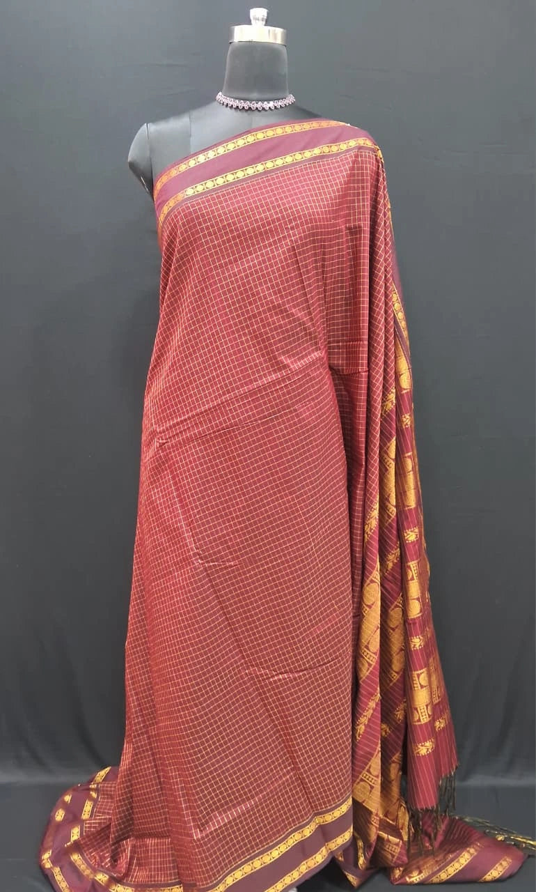 Brown Kalyani Cotton Saree