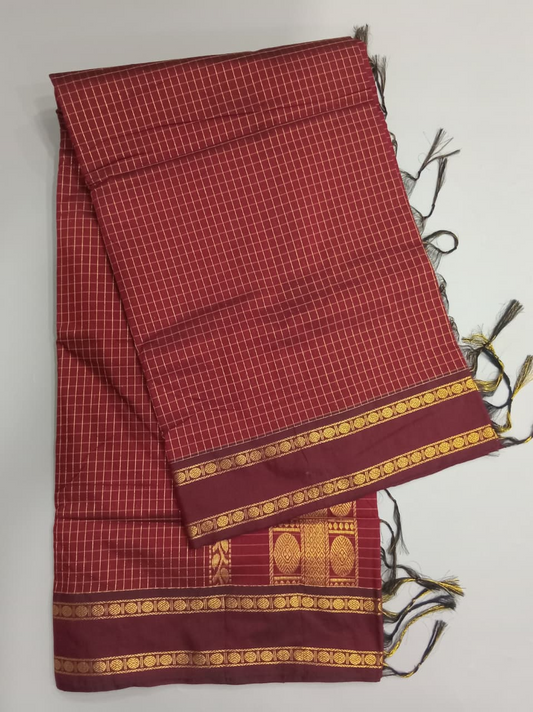 Brown Kalyani Cotton Saree