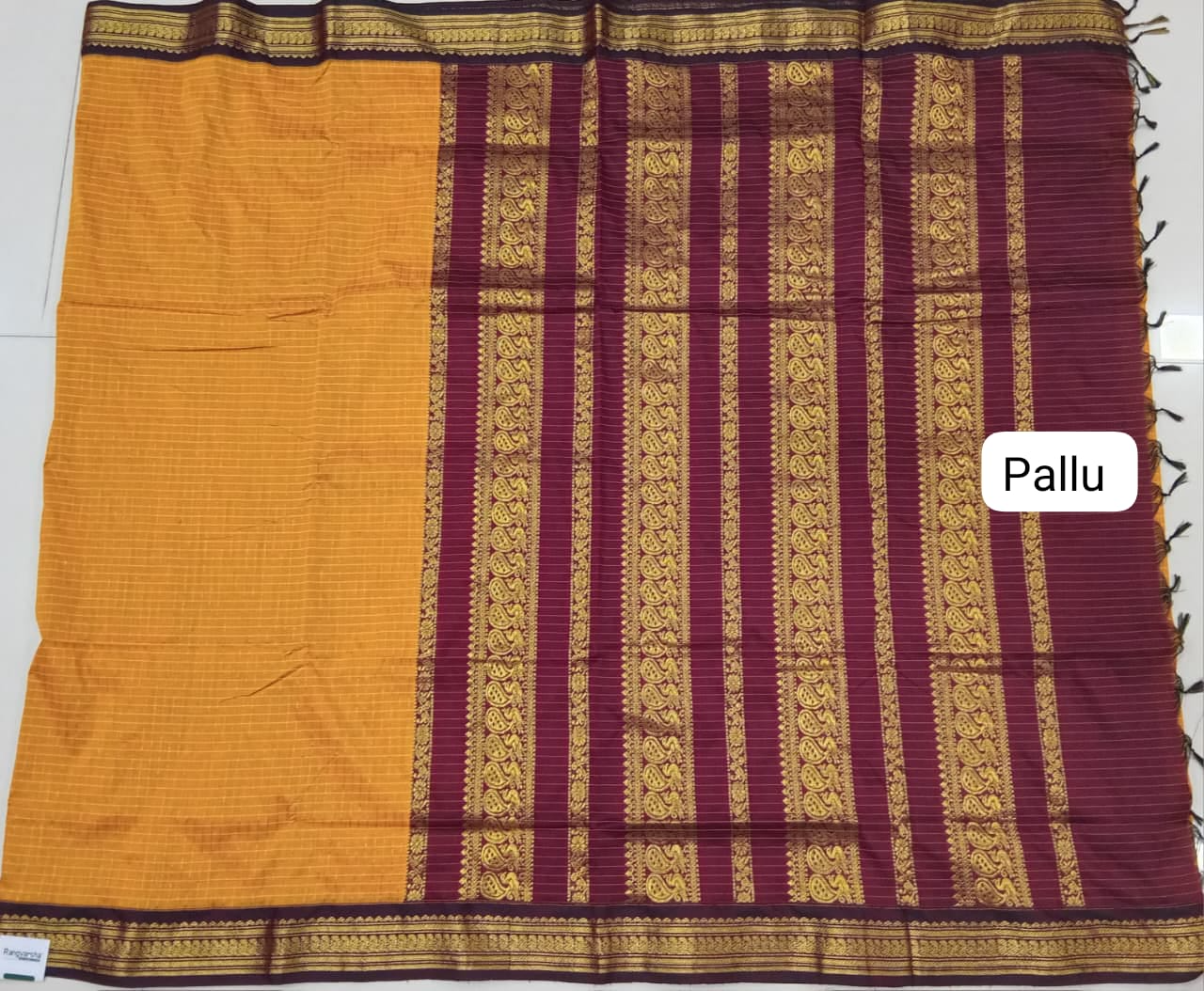 Mango Yellow Kalyani Cotton Saree pallu