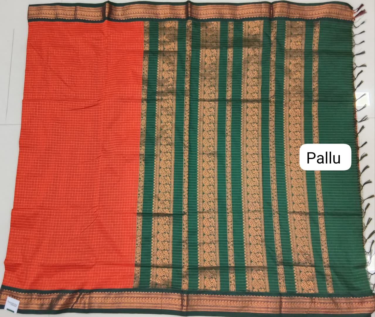 Orange Kalyani Cotton Saree pallu