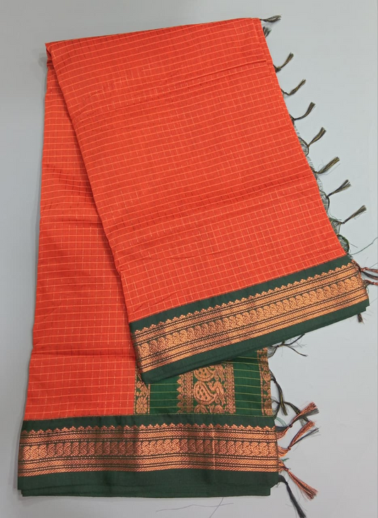 Orange Kalyani Cotton Saree