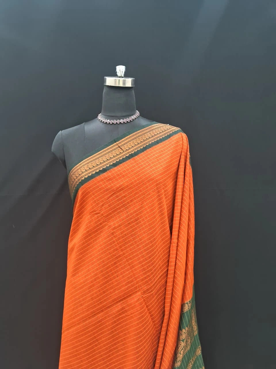 Elegant Orange Kalyani Cotton Saree 