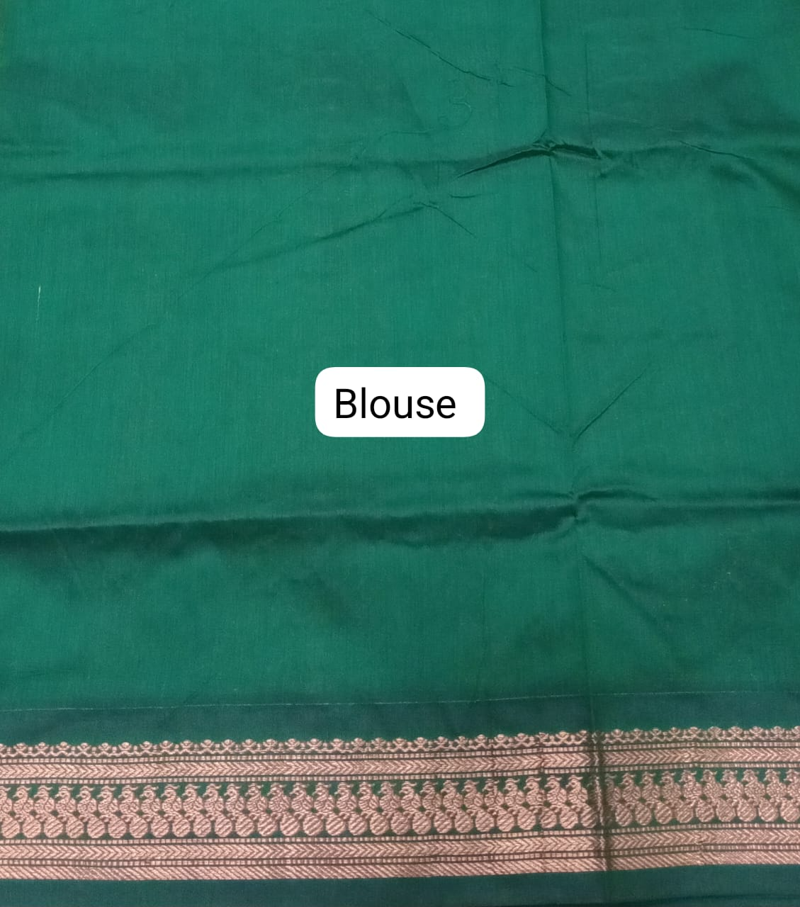 Parrot Green Plain Kalyani Cotton Saree blouse