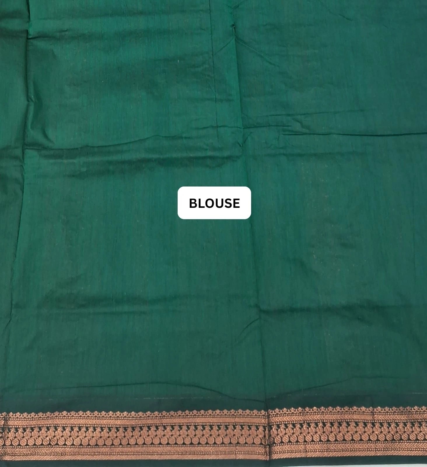 Parrot Green Plain Kalyani Cotton Saree blouse