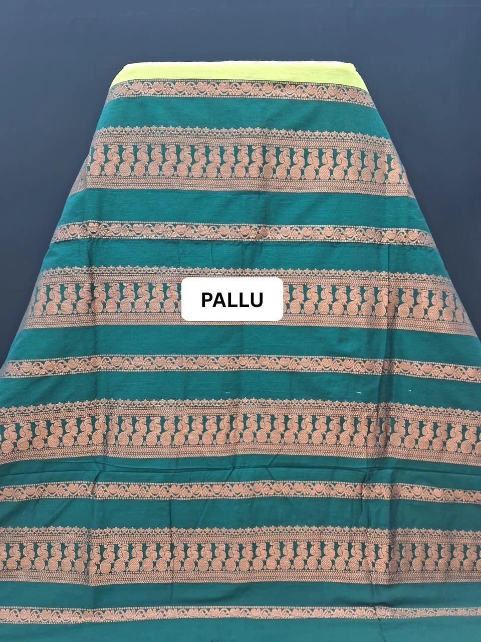 Parrot Green Plain Kalyani Cotton Saree pallu