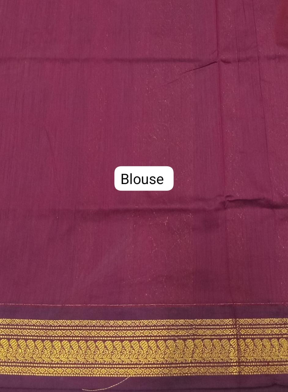 Parrot Green Kalyani Cotton Saree blouse