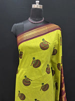 Lightweight Parrot Green Kalyani Cotton Saree 1