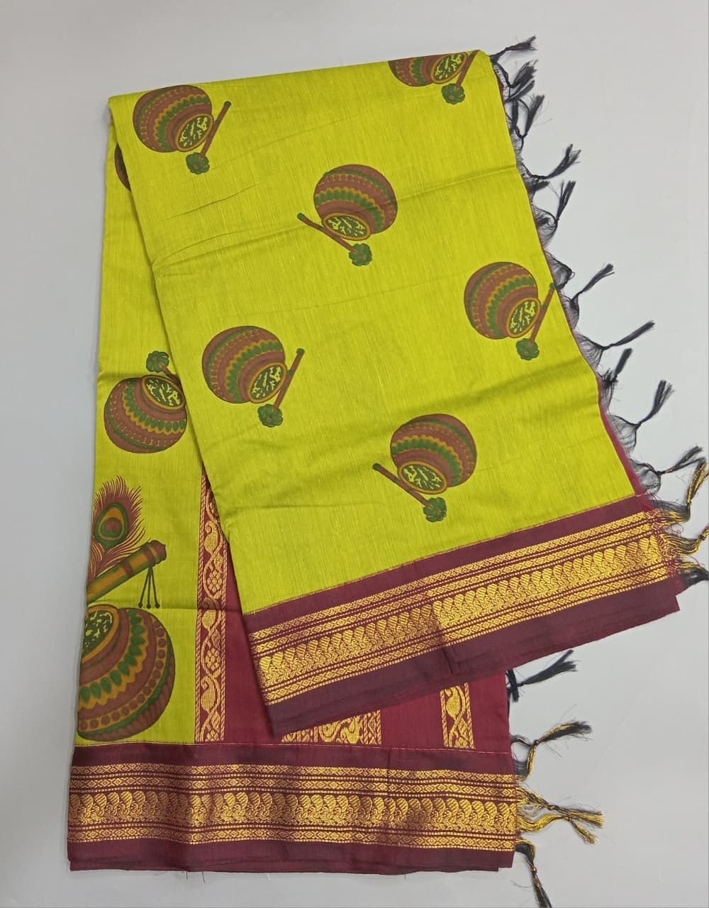 Parrot Green Kalyani Cotton Saree
