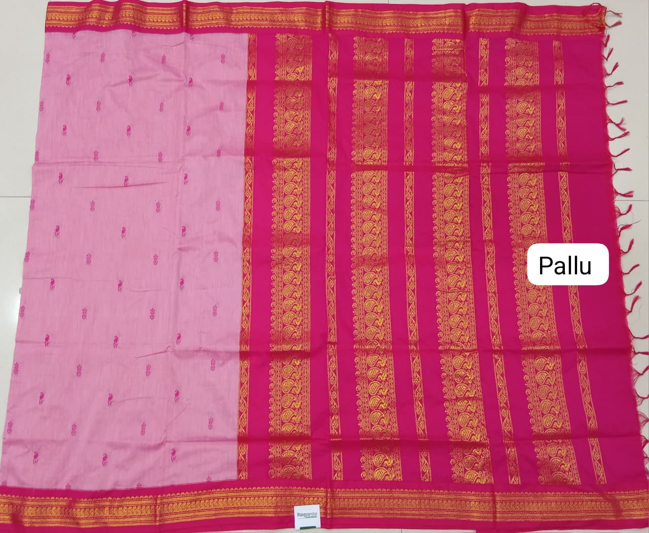 Baby Pink Kalyani Cotton Saree pallu
