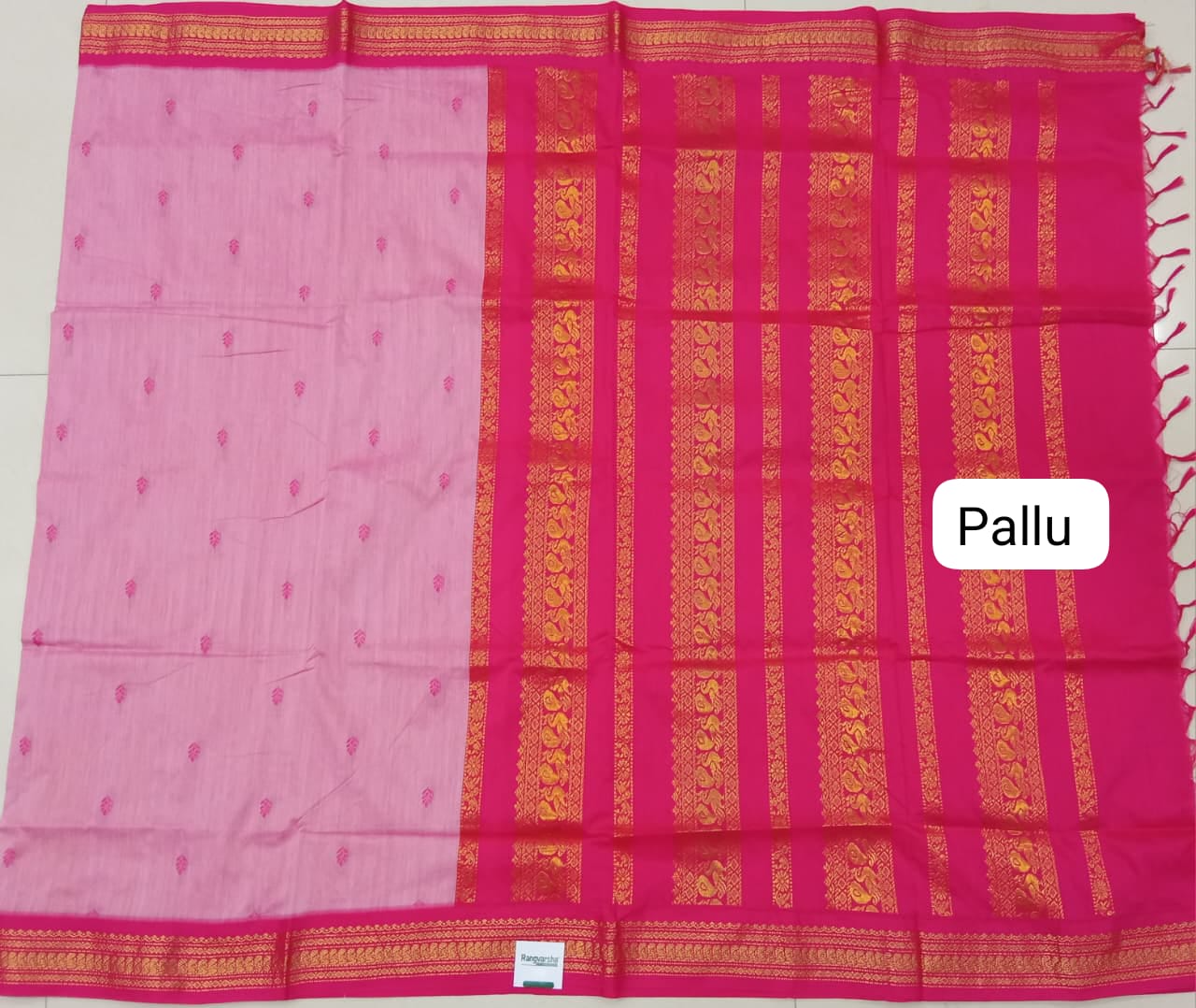 Baby Pink Kalyani Cotton Saree pallu