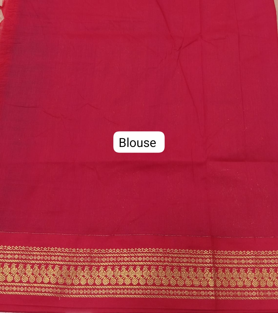 Peach Kalyani Cotton Saree blouse
