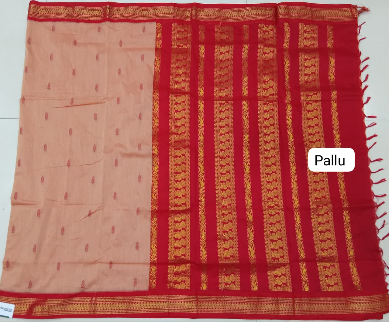 Peach Kalyani Cotton Saree pallu