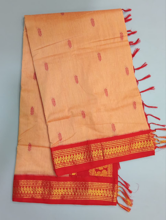 Peach Kalyani Cotton Saree