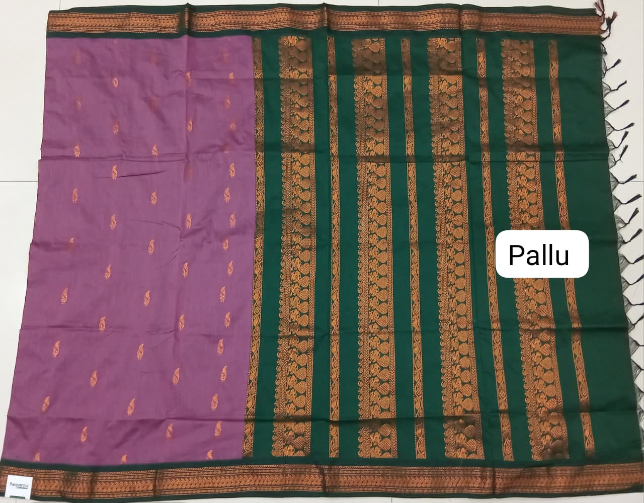 Onion Pink Kalyani Cotton Saree pallu