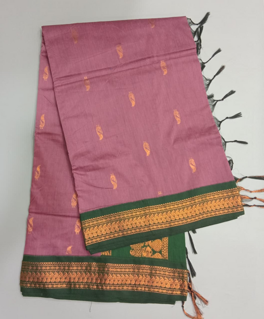 Onion Pink Kalyani Cotton Saree
