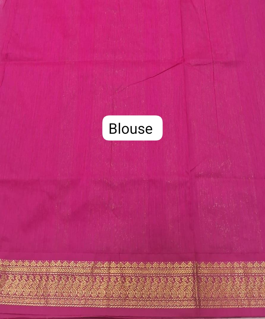Baby Pink Kalyani Cotton Saree blouse