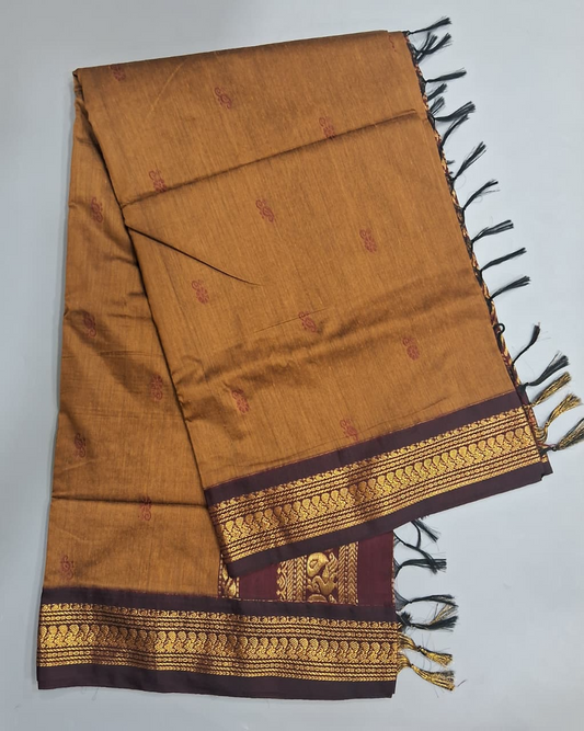 Brown Kalyani Cotton Saree