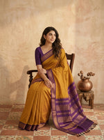 Mustard Yellow Kalyani Cotton Saree