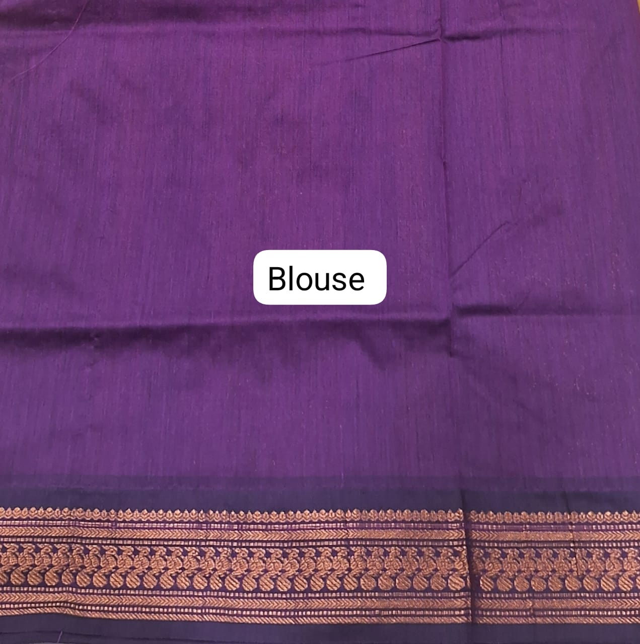 Mustard Yellow Kalyani Cotton Saree blouse