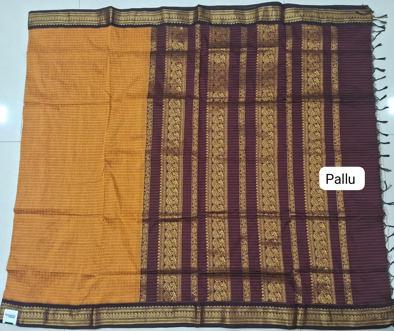 Mango Yellow Kalyani Cotton Saree pallu