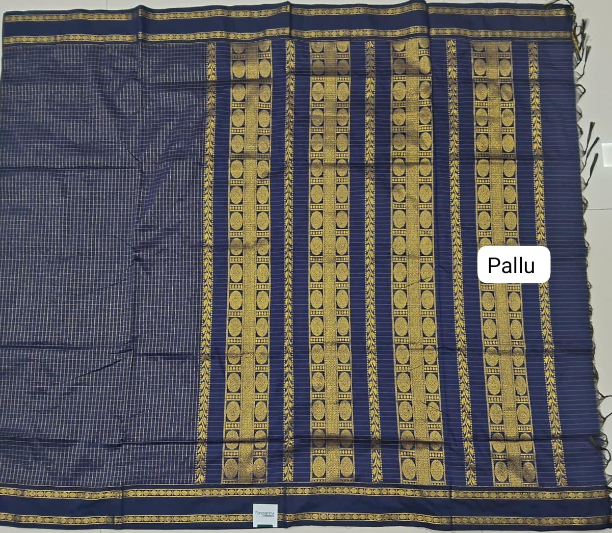 Dark Blue Kalyani Cottton Saree pallu