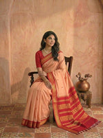 Peach Handwoven Kalyani Cotton Saree