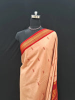 Peach Handwoven Kalyani Cotton Saree 