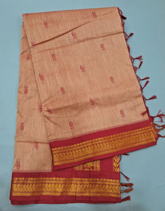 Peach Kalyani Cotton Saree