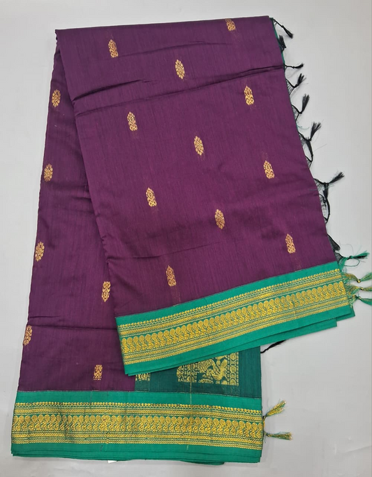 Wine Kalyani Cotton Saree