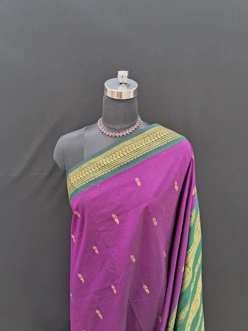 Wine Kalyani Cotton Saree 