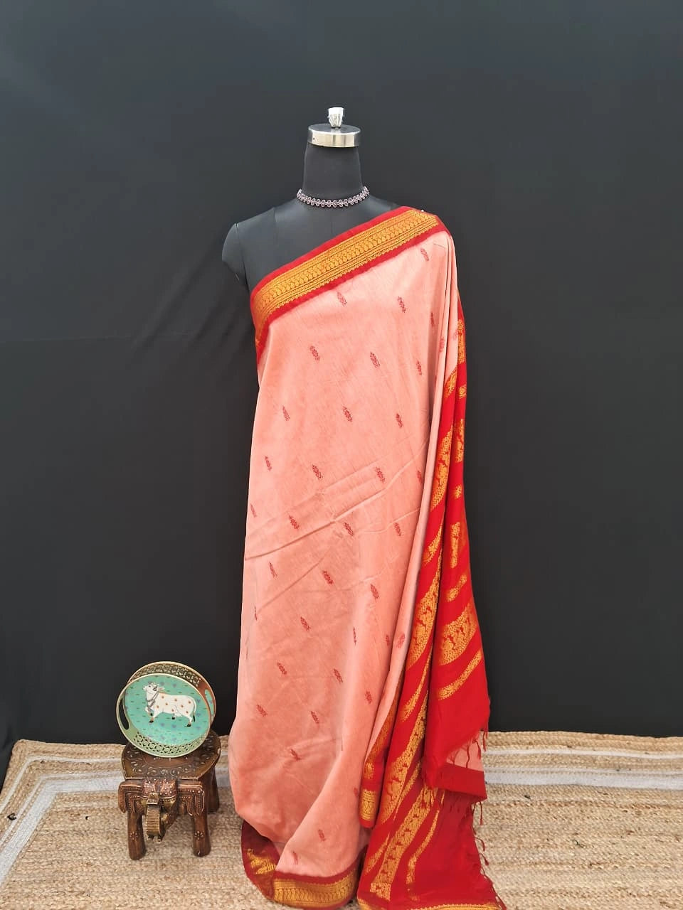 Peach Elegance Kalyani Cotton Saree