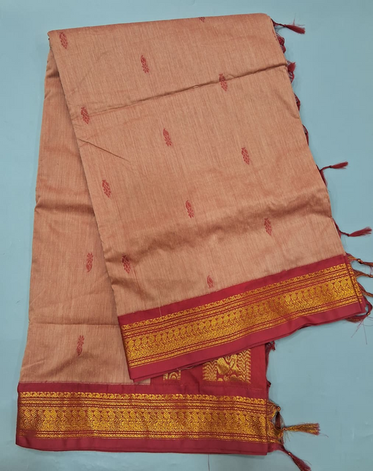 Peach Kalyani Cotton Saree