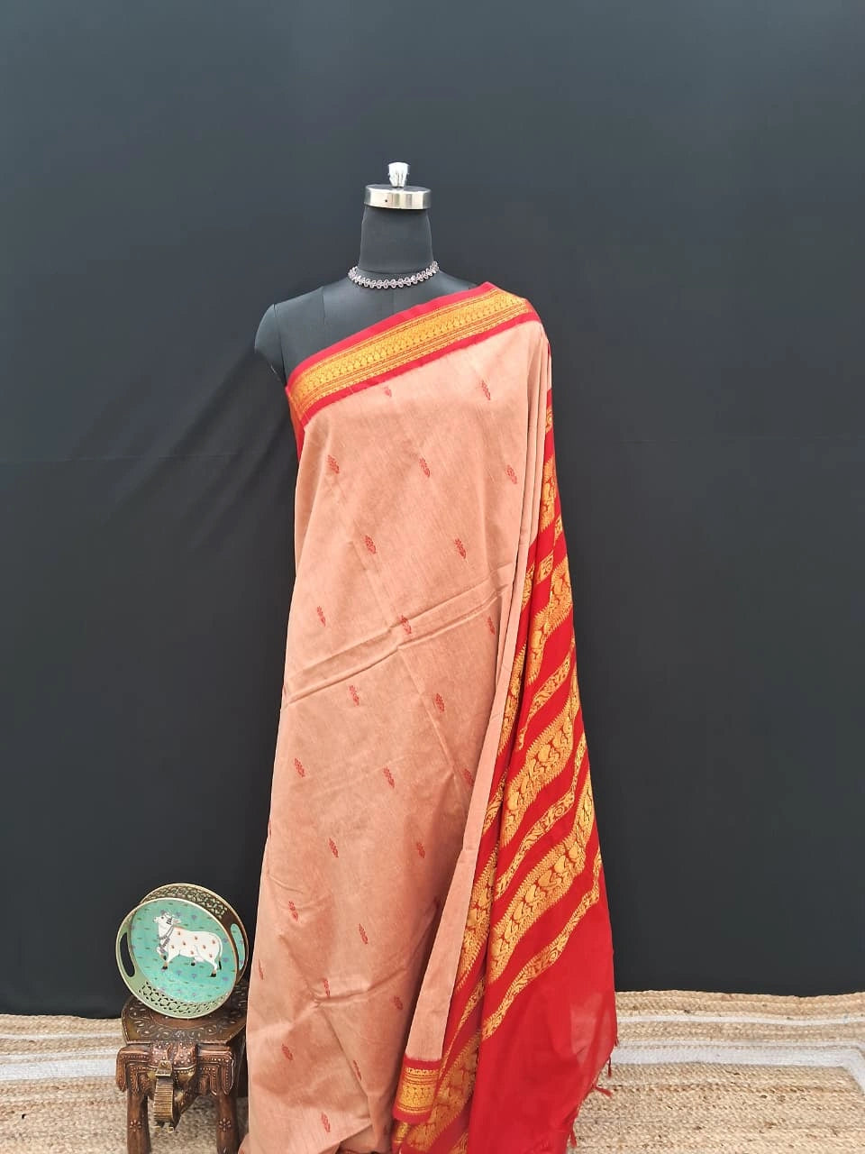 Graceful Peach Kalyani Cotton Saree