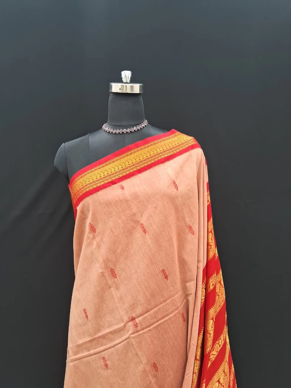 Graceful Peach Kalyani Cotton Saree  