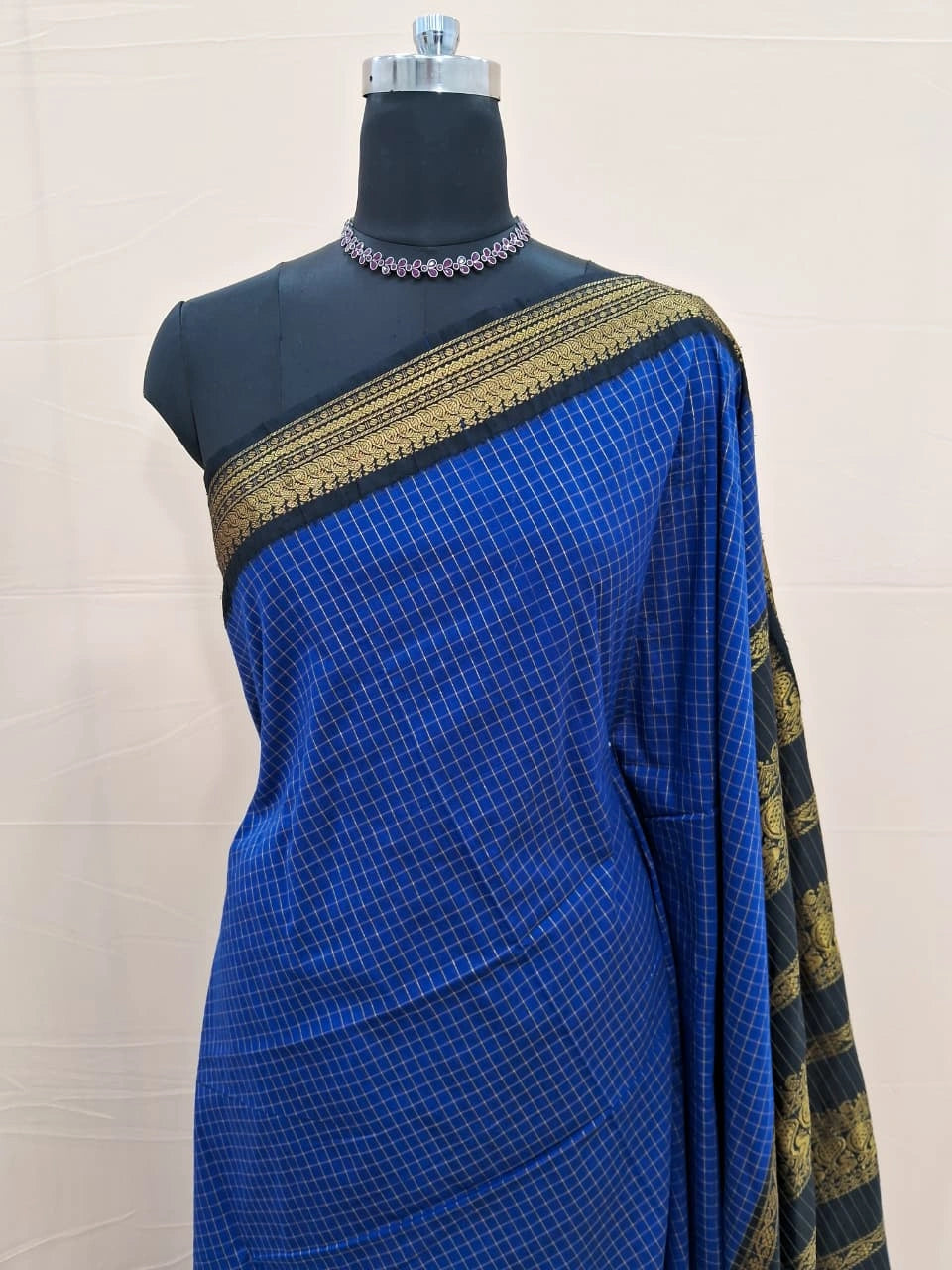 Navy Blue Kalyani Cotton Saree 1
