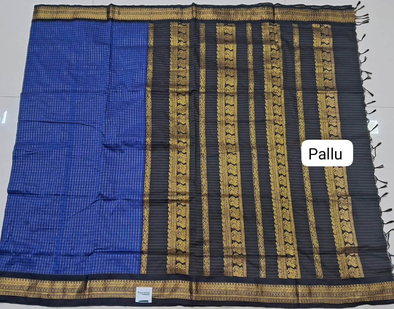 Navy Blue Kalyani Cotton Saree pallu
